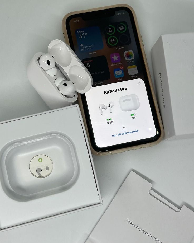 Apple Air-pods Pro with Wireless Charging Case with Sensor Enabled Bluetooth Headset (White, True Wireless)